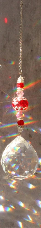 Red Sun Catcher, Crystal Chandelier Glass Ball, Hanging Pendant, Home Garden 