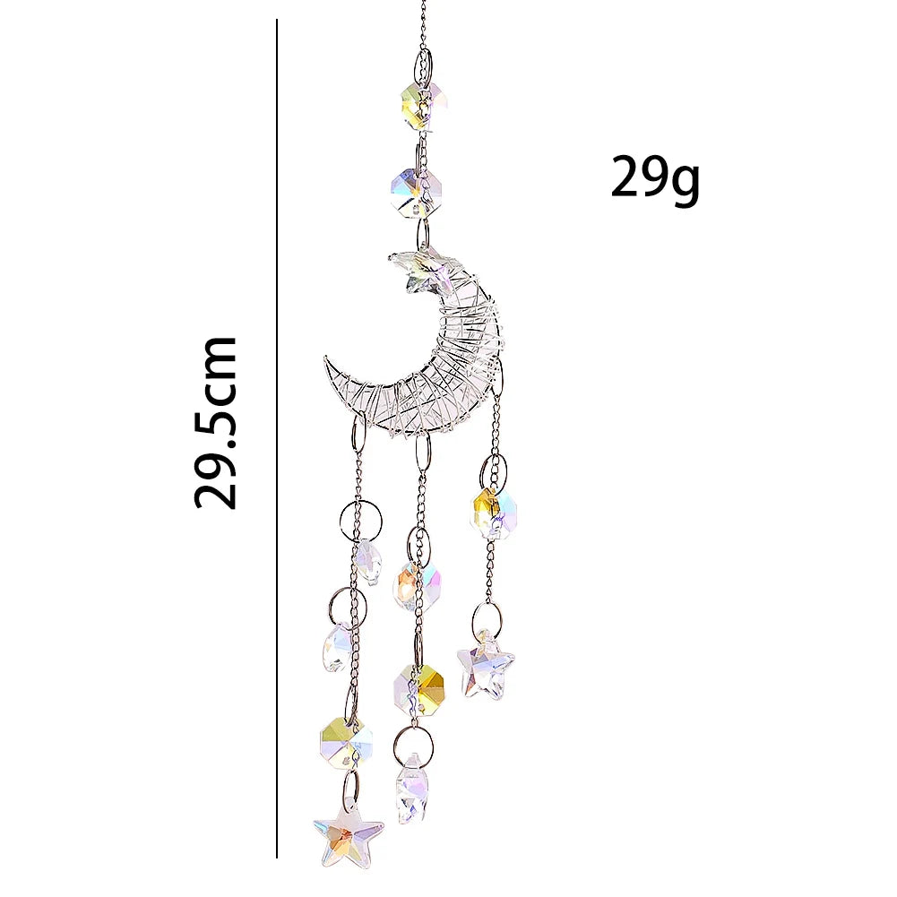 Moon and Stars Crystal Suncatcher, Prism, Home Decor 