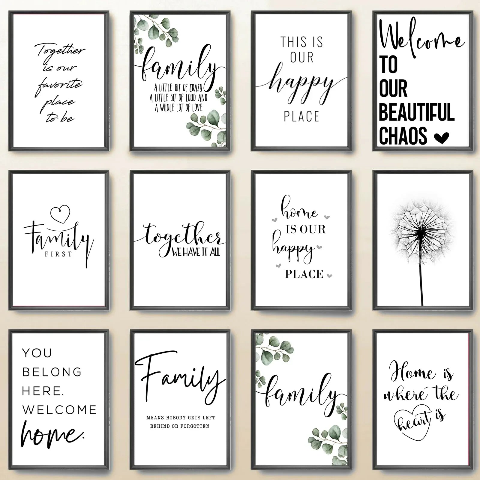Welcome Canvas Wall Art White Poster Living Bedroom Decor 