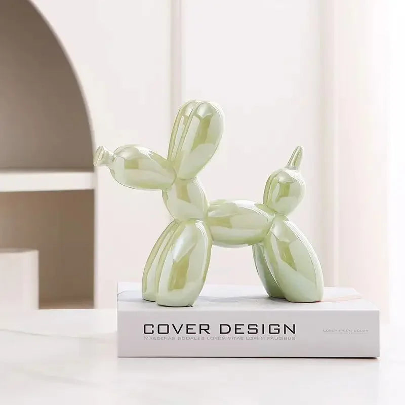 Balloon Dog Ceramic Sculpture, Figurine Statue, Home Office Decoration 