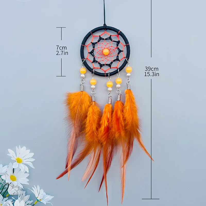 Blue or Orange Mini Dream Catcher Car Pendant Bedroom Wall Hanging Decor 