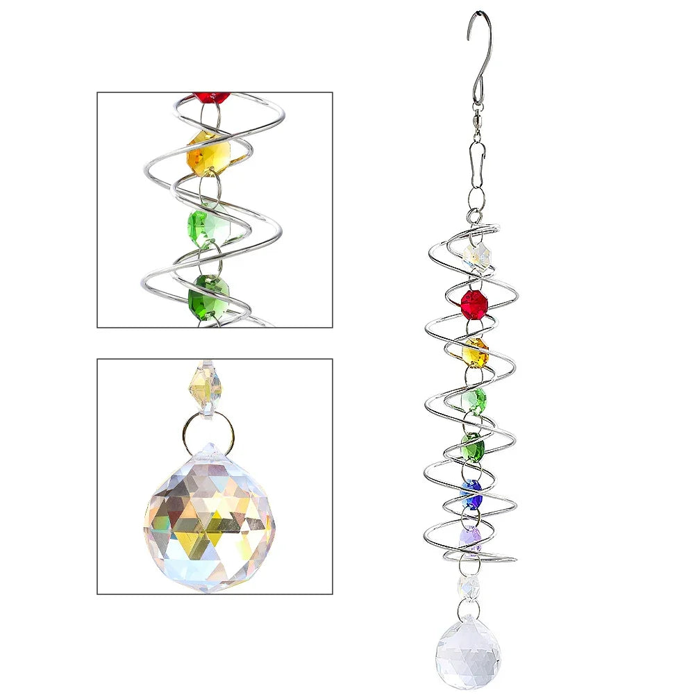 Rainbow Crystals Spiral Crystal Ball Suncatcher, Rainbow Maker, Garden and Outdoor 