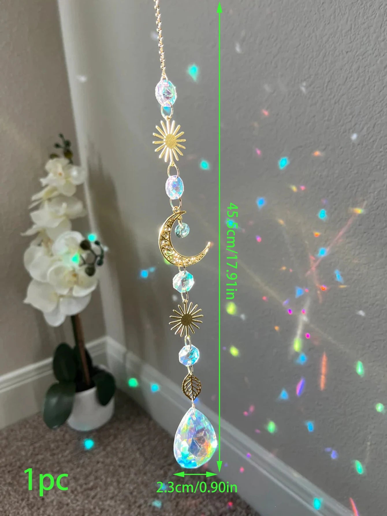 Moon Crystal Suncatcher, Prism, Hanging Decor 