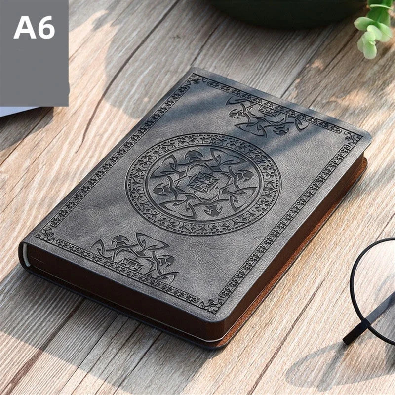 Portable Vintage Leather Notebook Diary Journal Pocket Size 140 Sheets 