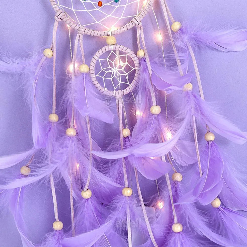 Purple Pastel Dream Catcher, Light and Home Decor, Wall Hanging 
