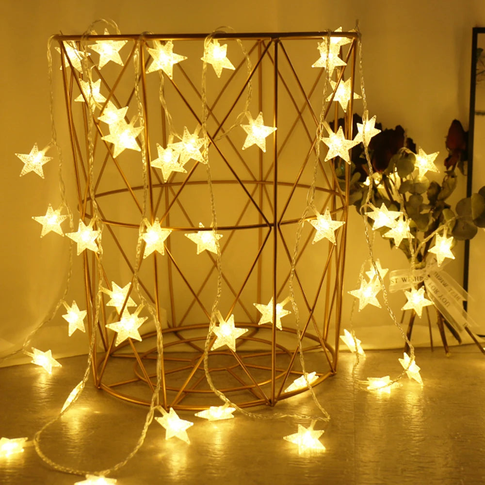 LED Star Fairy Lights Garland, Indoor Decoration 