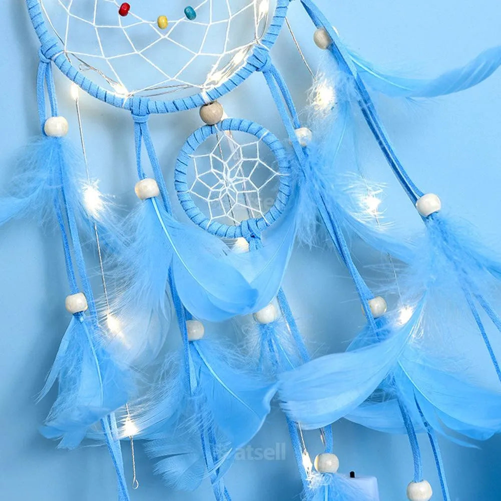 Blue Pastel Dream Catcher, Light and Home Decor, Wall Hanging 
