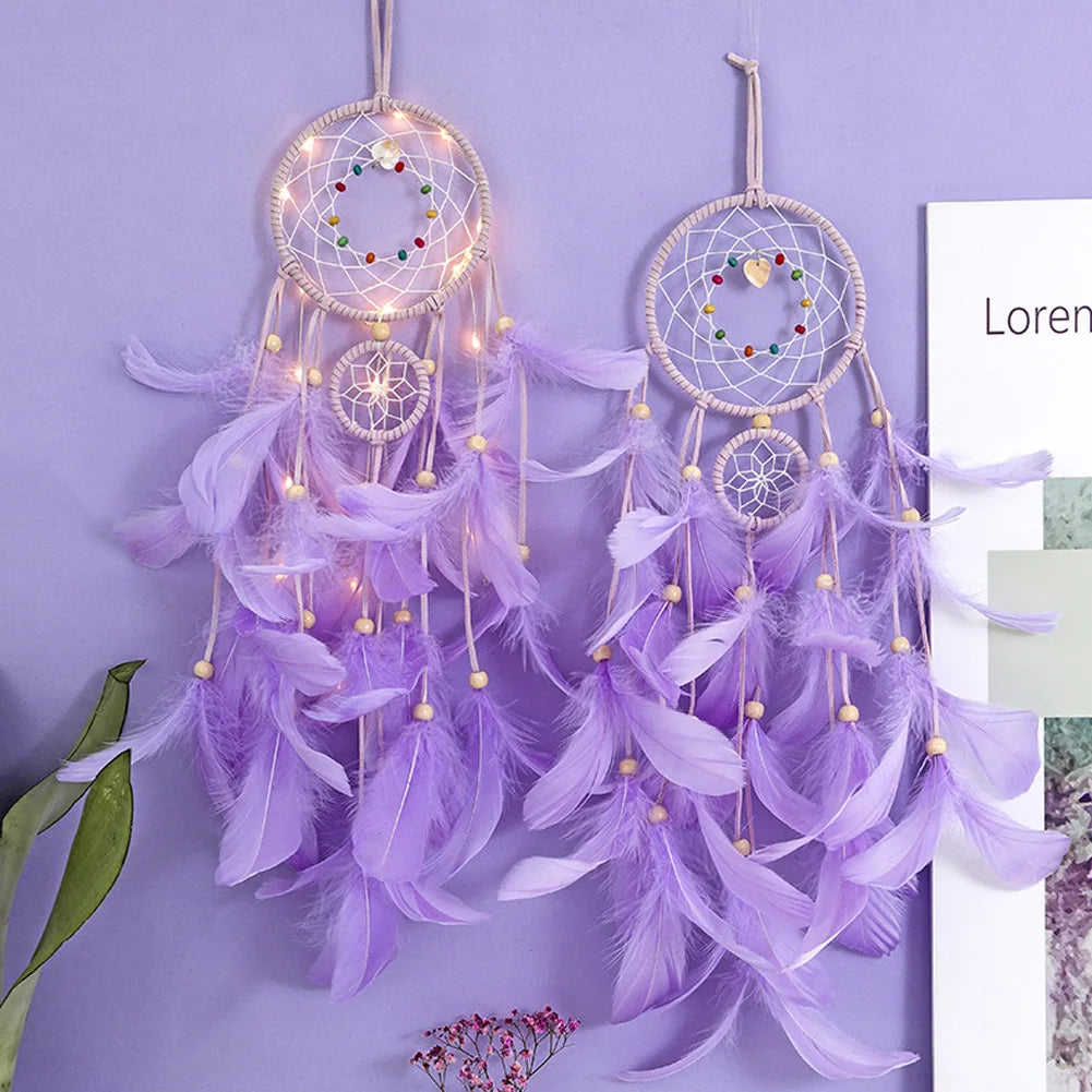 Purple Pastel Dream Catcher, Light and Home Decor, Wall Hanging 