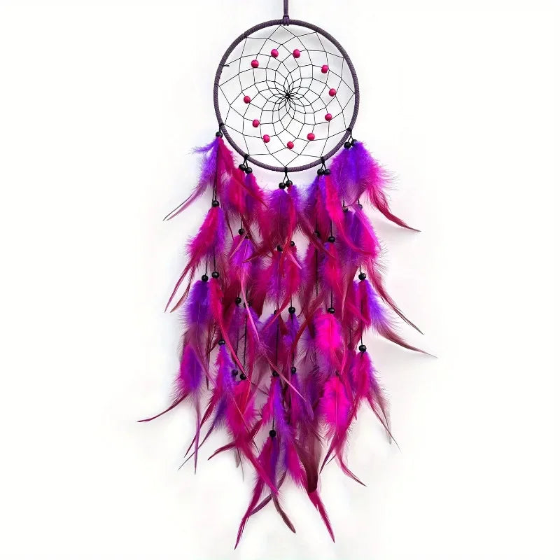 Beautiful Purple Dream Catcher, Long Feathers, Home Wall Decoration 
