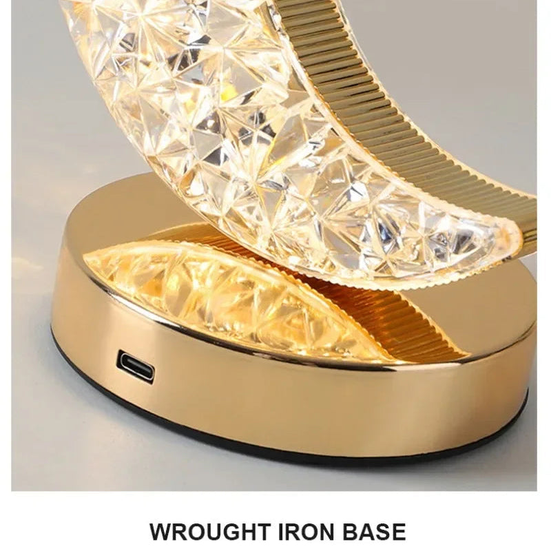 Moon and Star Dimmable Crystal Touch Night Light, Home Decor, Ambient Lamp 