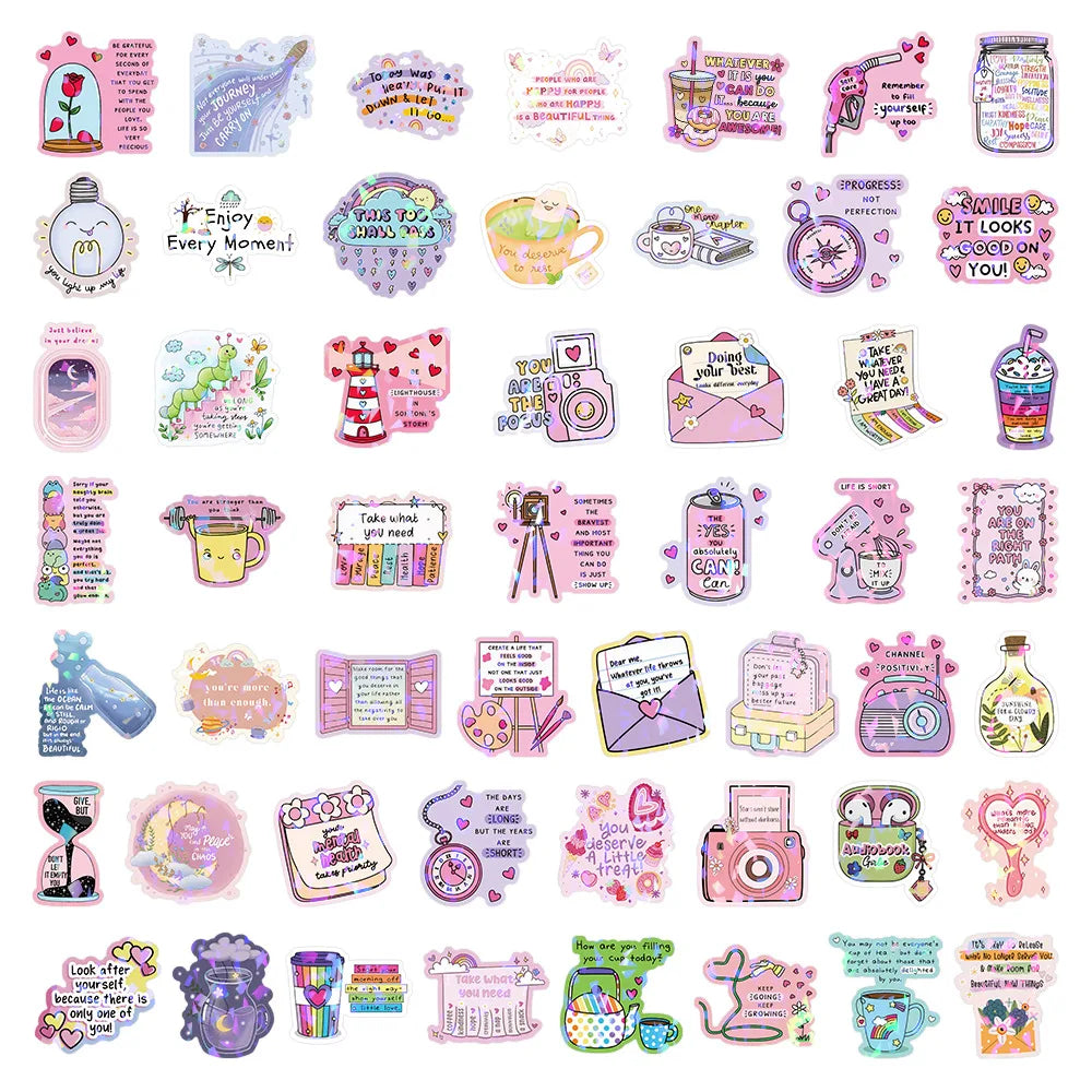 50Pcs Bright Fun Inspirational Stickers Motivational Stickers Phone Laptop Decals 