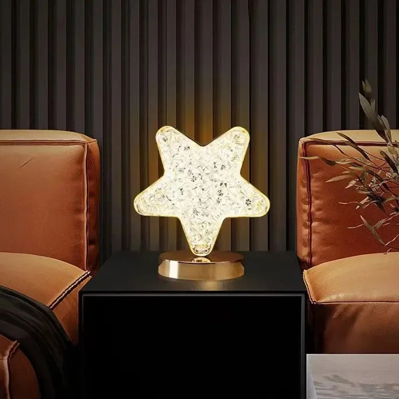 Moon and Star Dimmable Crystal Touch Night Light, Home Decor, Ambient Lamp 