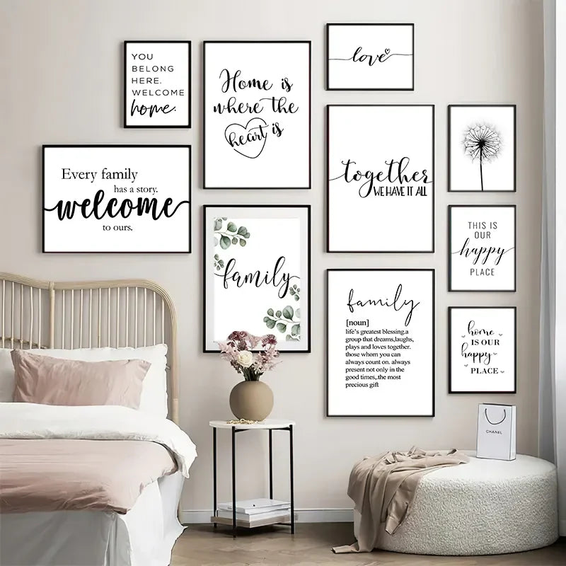 Welcome Canvas Wall Art White Poster Living Bedroom Decor 