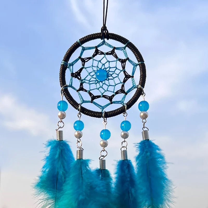 Blue or Orange Mini Dream Catcher Car Pendant Bedroom Wall Hanging Decor 