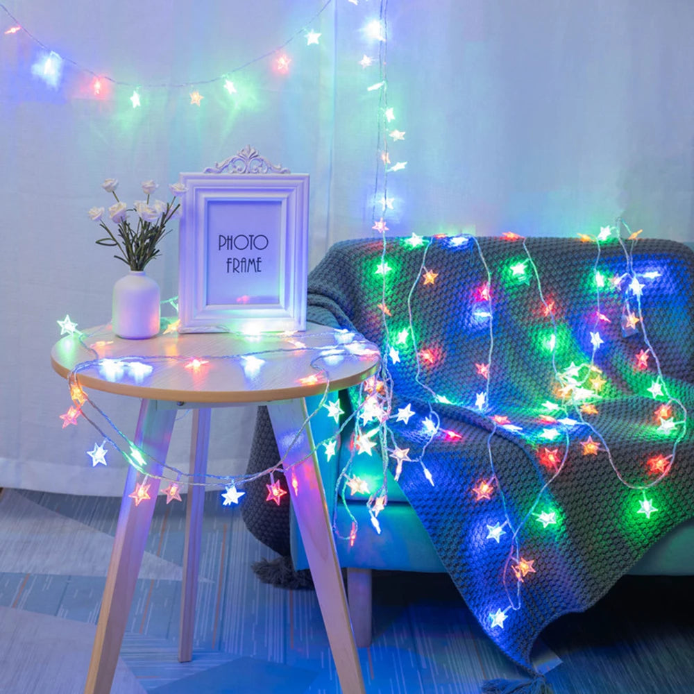 LED Star Fairy Lights Garland, Indoor Decoration 