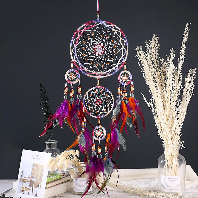 Multi-Color Five Ring Dream Catcher, Home Decoration, Wall Hanging 