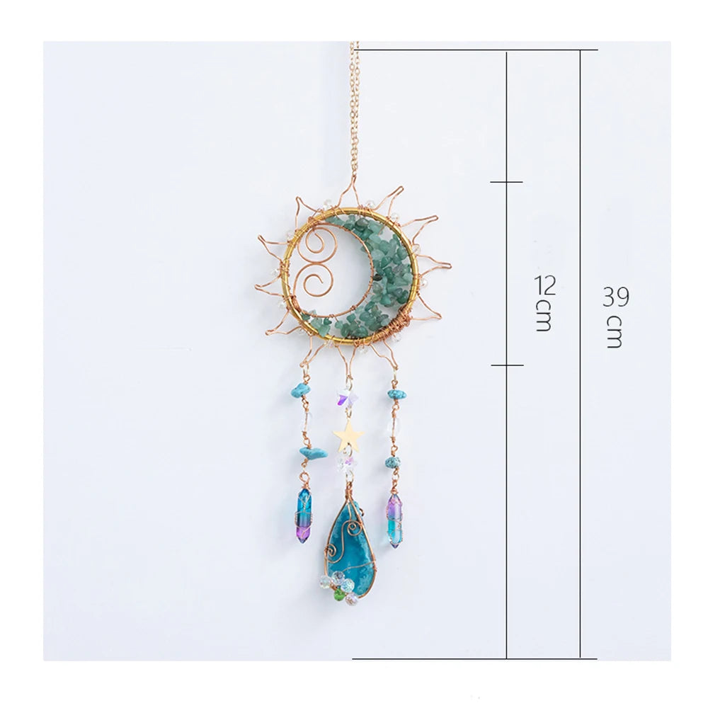 Crystal Wind Chime Suncatcher Balcony Patio Sun Moon Prism Home Hanging Prisma Garden Art Decorations 