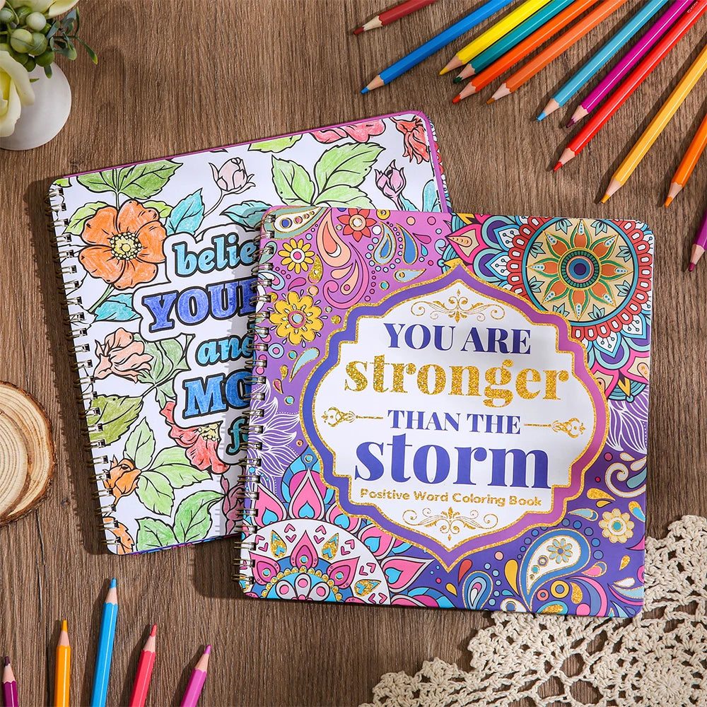 Inspirational Text Coloring Books With Flowers Sketchbooks For Relaxation 